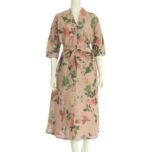 Francesca Bettini Pink Floral Linen Dress Large